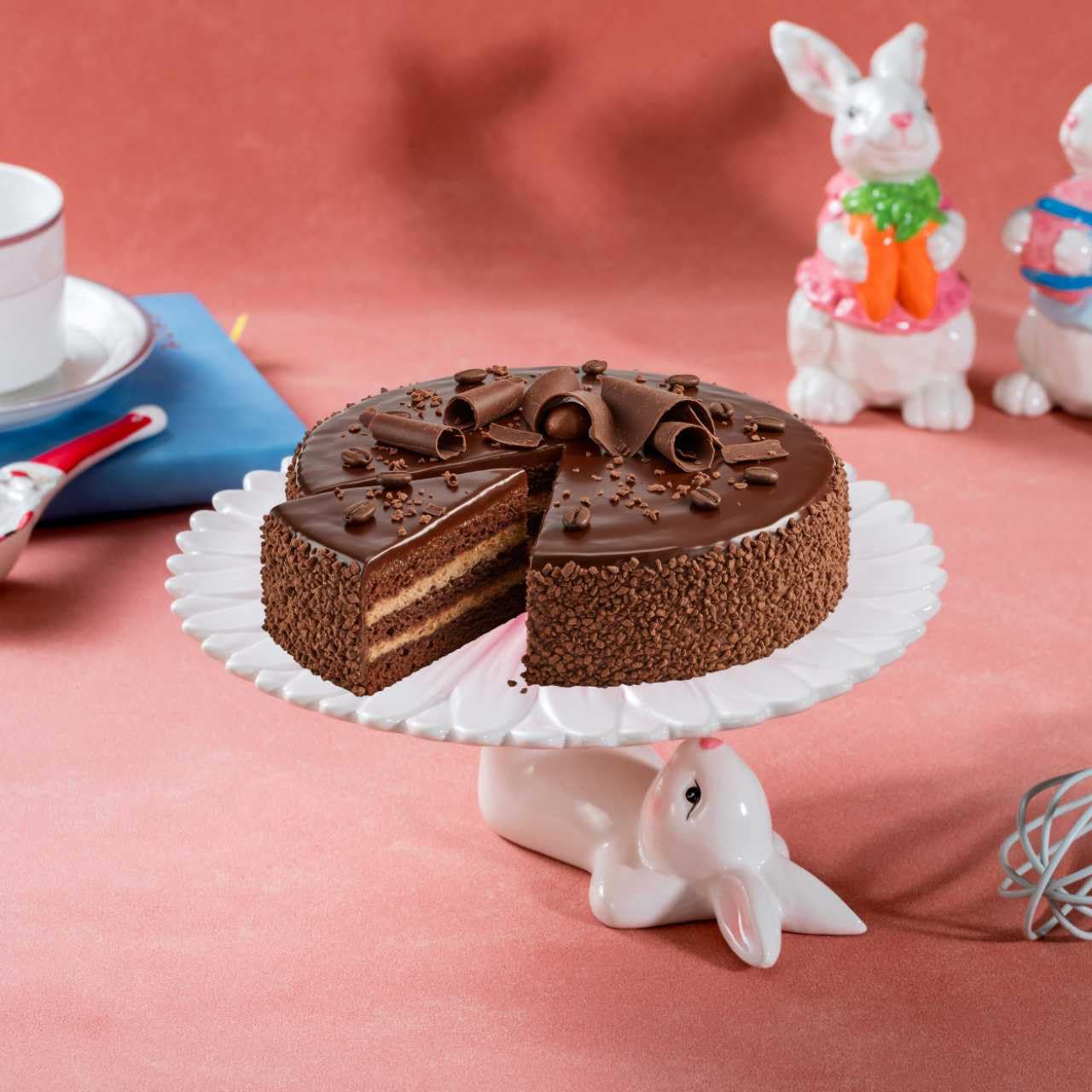 Amazon.com | Easter Bunny Ceramic Cake Stand – Hand-Painted Pink